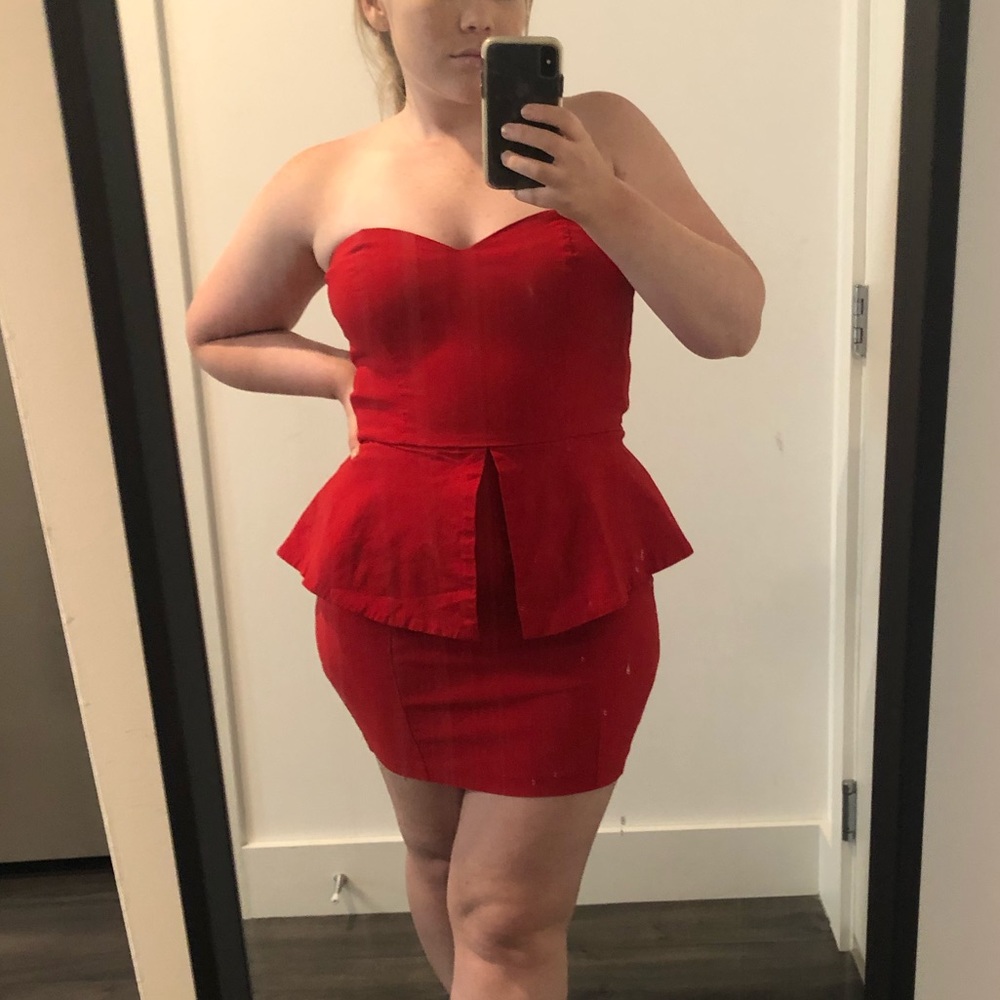 ASOS Red Peplum Mini Dress